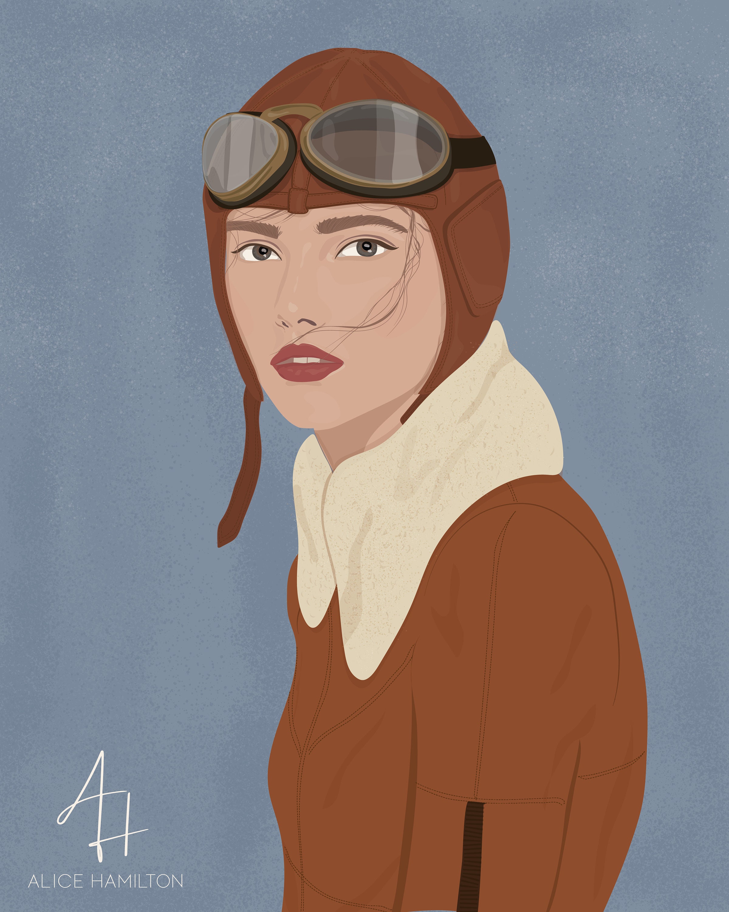 Amelia Earhart Fashion Illustration Fine Art Premium Giclee | Etsy