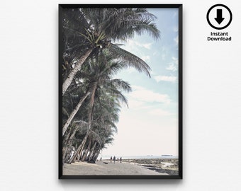 Palm Tree Printable Poster, Palm Trees on the Beach Print, Sunset, Botanical Tropical Wall Decor, Siargao Island, Digital Download