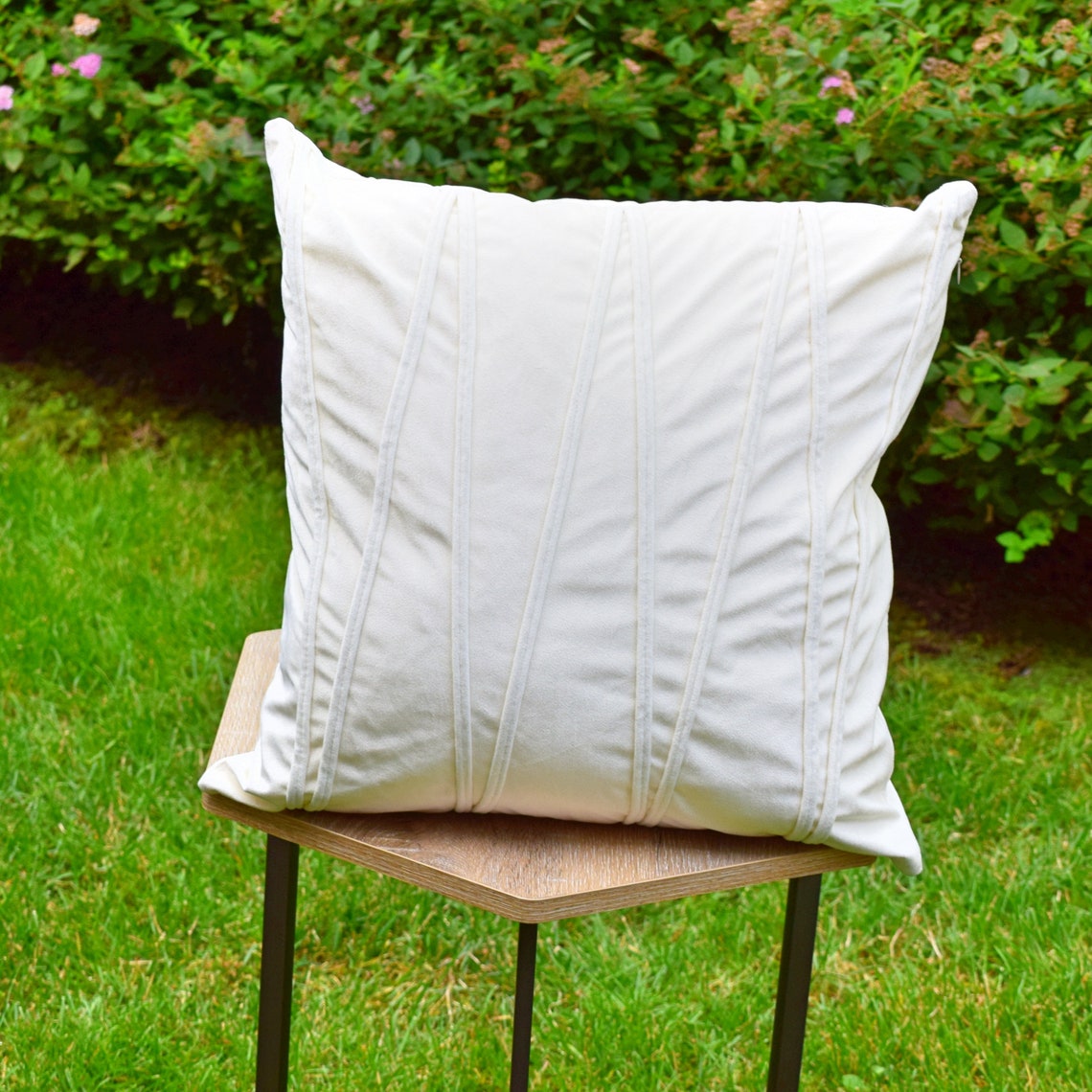 Cream Color Throw Pillow Case Velvet Soft Solid Decorative Etsy
