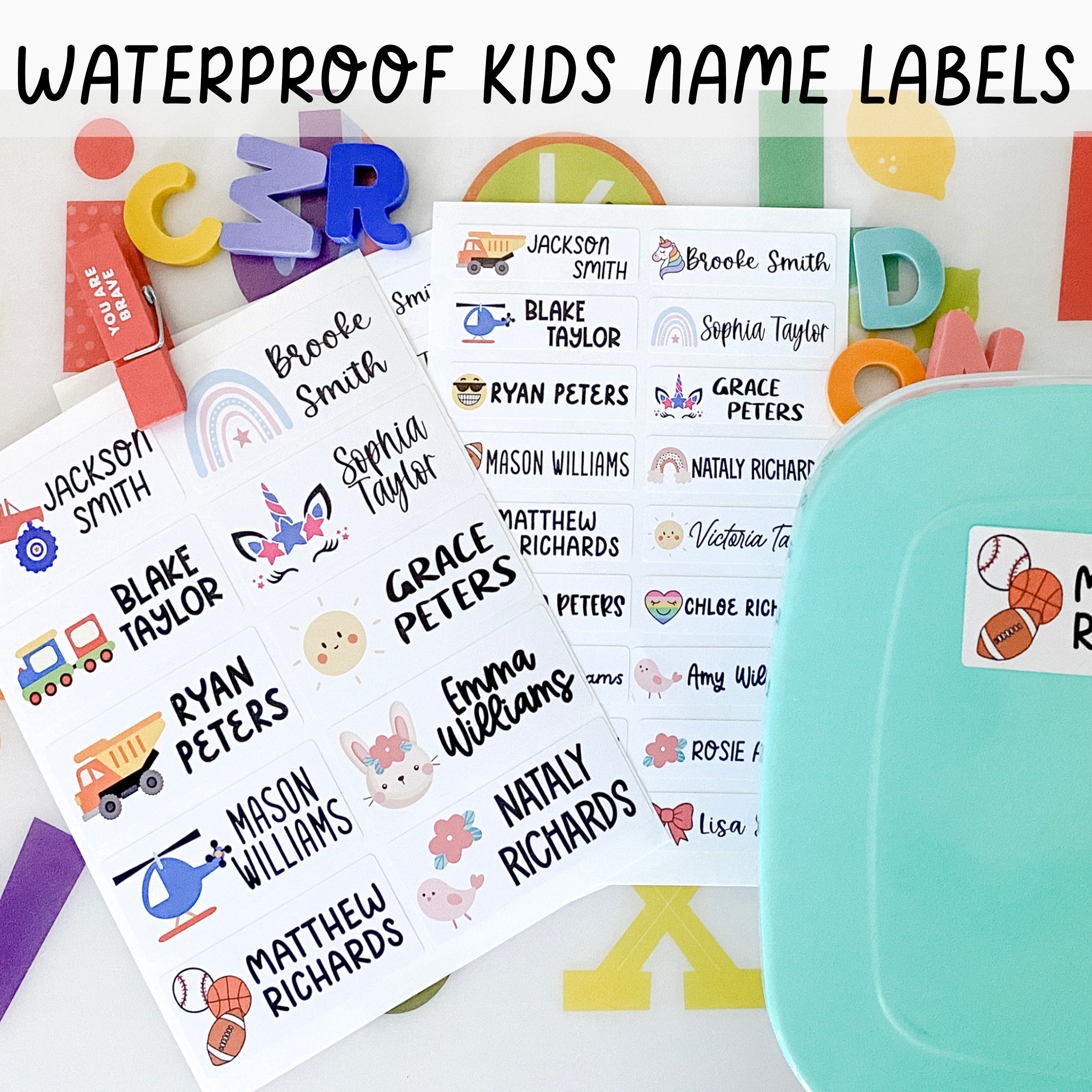 Kids Name Stickers, Kids Name Labels, Daycare Name Labels, Preschool Name  Labels, Waterproof Name Labels, Back to School Gift for Kids 