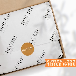 WHITE CUSTOM TISSUE PAPER ROLL WITH 100 CUSTOM STICKERS.