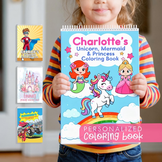 Personalized Kids Coloring Book for Girls & Boys, Custom Coloring Book for Kids Birthday Gift, Kids Christmas Gift, Kids Stocking Stuffer