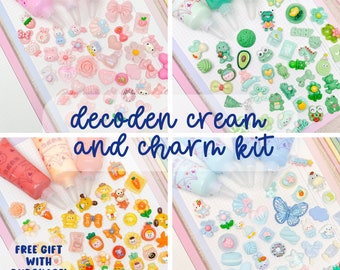 Decoden Cream Glue, Decoden Charms ,Decoden Kits, Decoden Supplies, Decoden Photocard, Decoden Phone Case, Kawaii Decoden Glue and Charm Kit