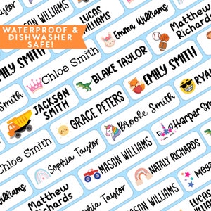 Kids Name Stickers and Iron on Labels, Daycare Name Labels, Preschool Name Labels, Waterproof Name Labels, Back to School Gift for Kids