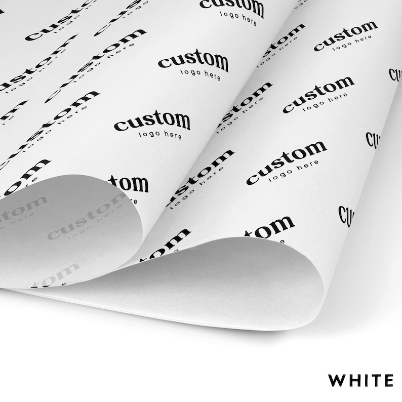 Custom logo tissue paper for branded product packaging.