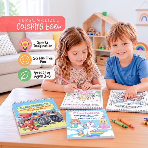 Kids Custom Coloring Book, Personalized Coloring Book for Kids, Gift for Toddler Busy Book, Kids Birthday & Christmas Gift, Stocking Stuffer