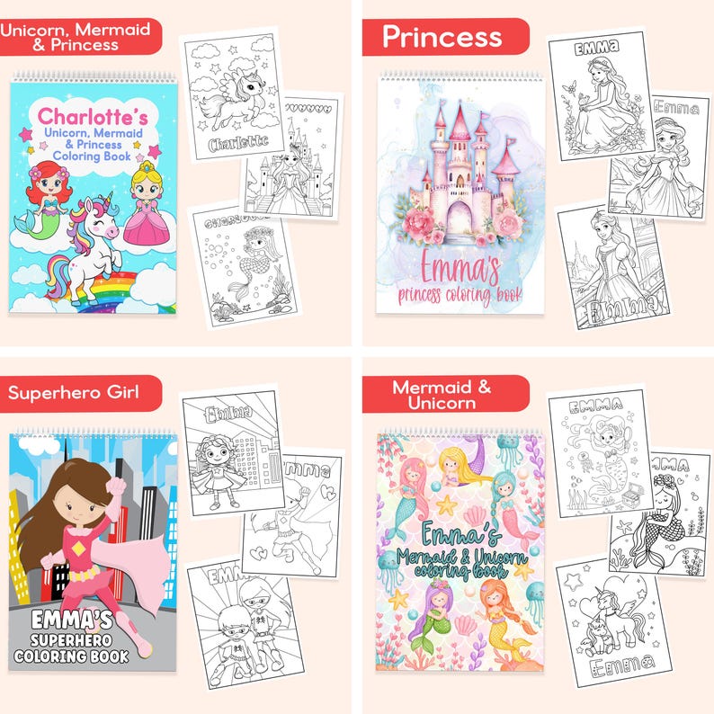 Kids Custom Coloring Book, Personalized Coloring Book for Kids, Gift for Toddler Busy Book Travel Activity, Kids Birthday and Christmas Gift 画像 6