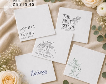 Personalized Wedding Napkins, Custom Wedding Cocktail Napkins for Engagement Party, Bridal Shower & Wedding Decor, Wedding Reception Napkins