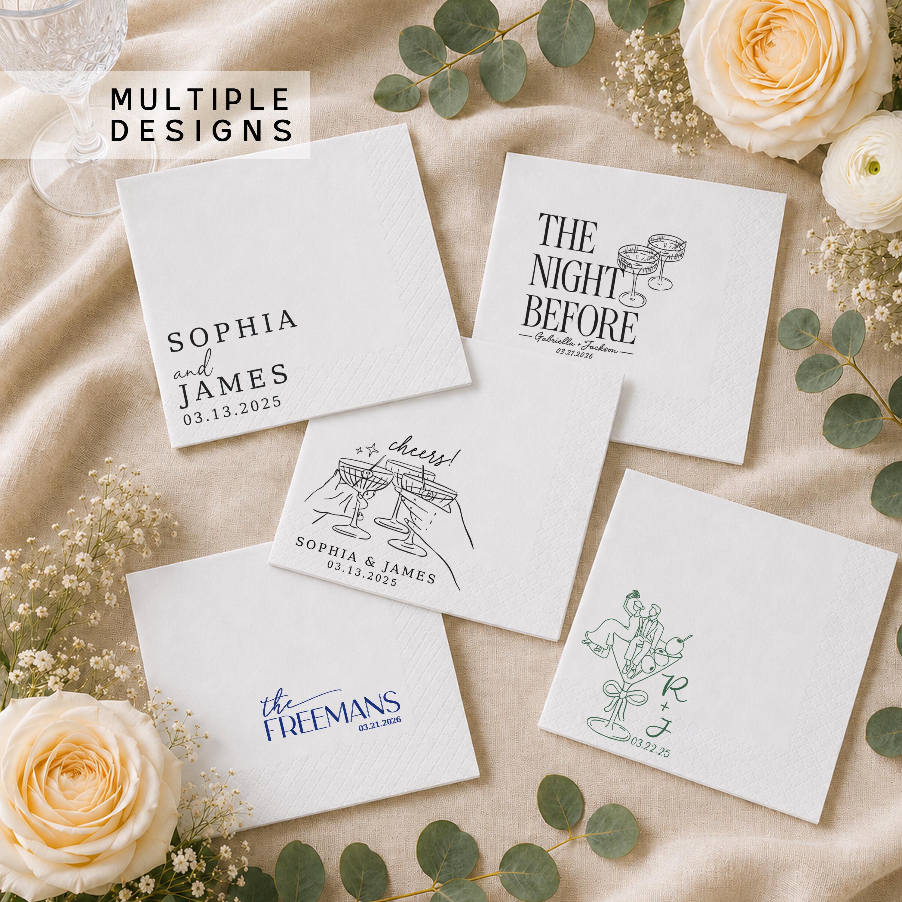 Personalized Wedding Napkins, Custom Wedding Cocktail Napkins for…