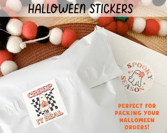 Halloween Stickers on a Roll, Halloween Shipping Stickers, Spooky Season Stickers, Halloween Stickers for Packaging,