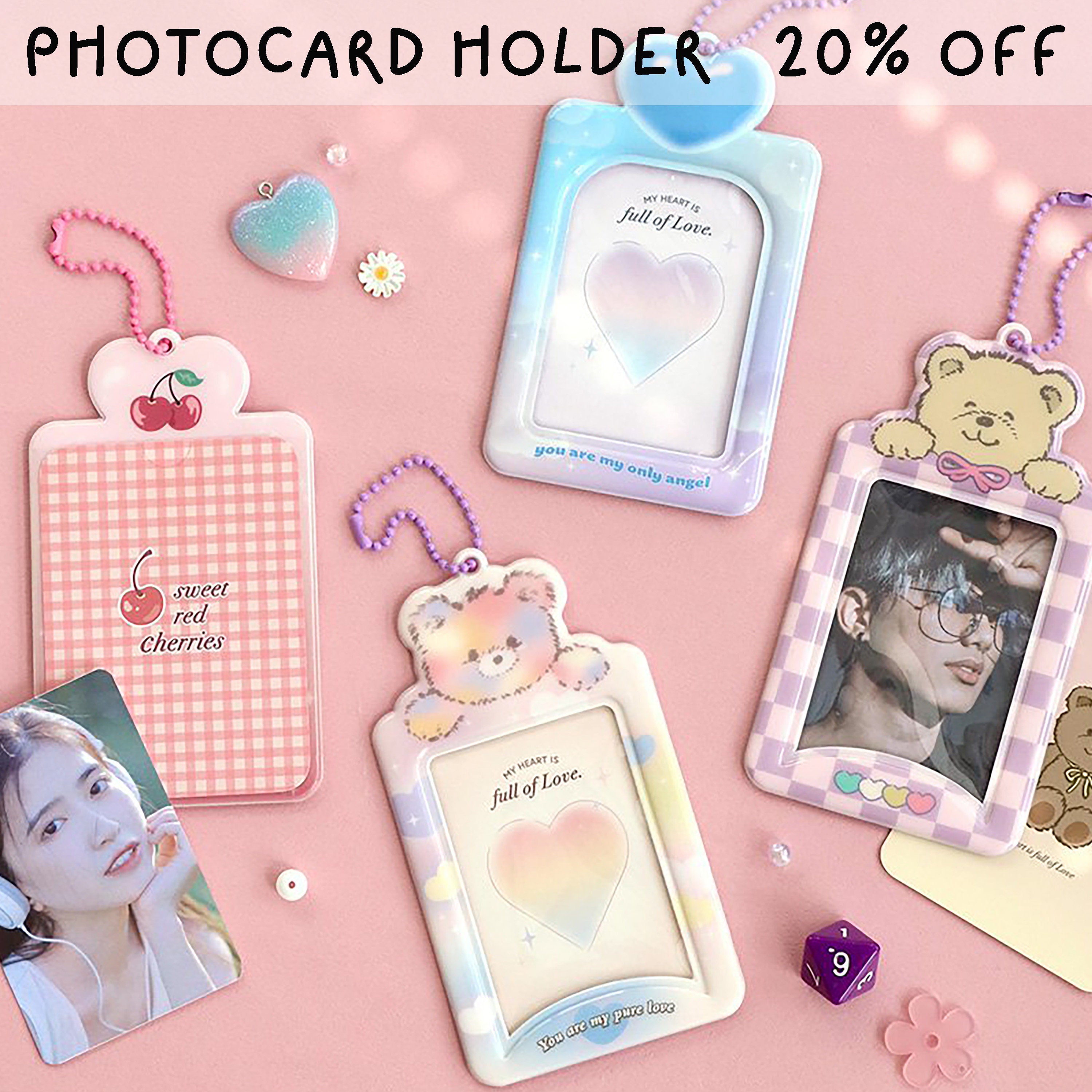 Photocard Holder, PC Holder, Photo Card Holder, Photocard Keychain, Pink  Purple Photocard Holder, Cute Photocard Keychain, ID Card Holder 