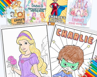 Kids Custom Coloring Book, Personalized Coloring Book for Kids, Gift for Toddler Busy Book Travel Activity, Kids Birthday and Christmas Gift