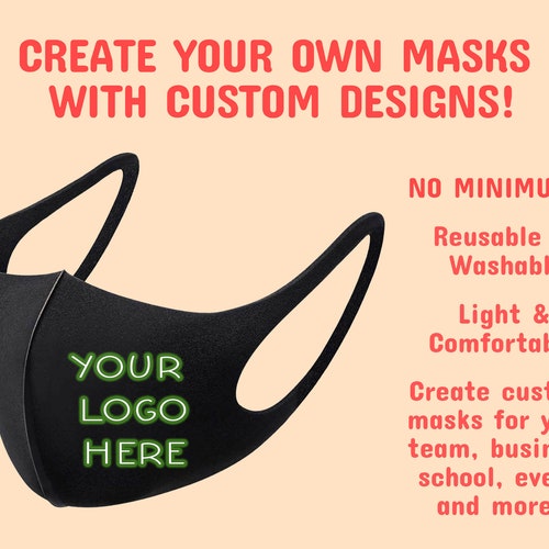 CUSTOM Face Mask Personalized Face Mask Custom Text/logo Etsy