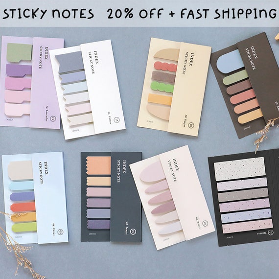 Sticky Notes, Cute Sticky Tabs, Memo Pad, Office and School Supplies,  Pastel Journal Index Tabs, Sticky Index Tabs, Book Tabs, Planner Tabs 