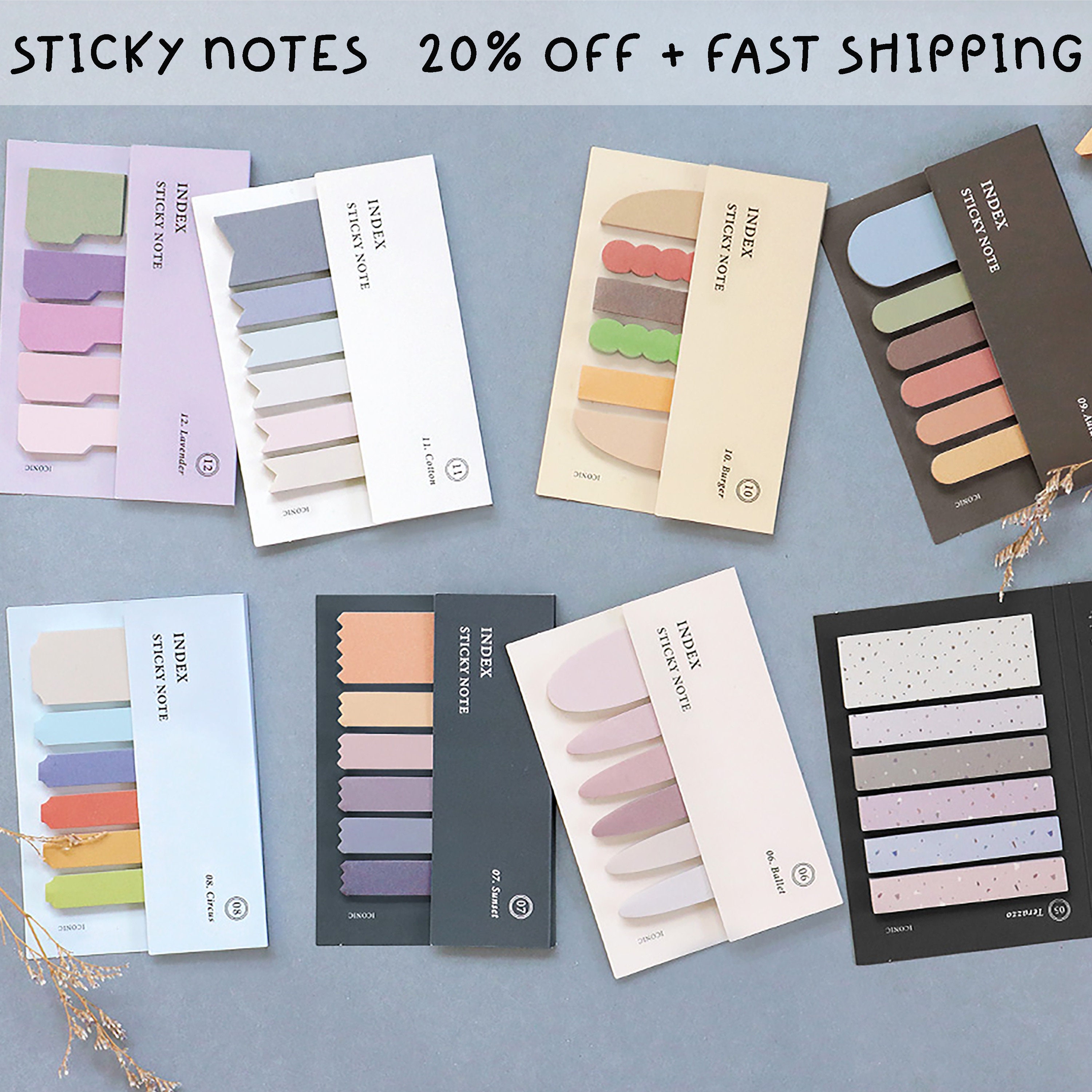 1200pcs Index Note Aesthetic Annotating Book Sticky Tab Reading 60