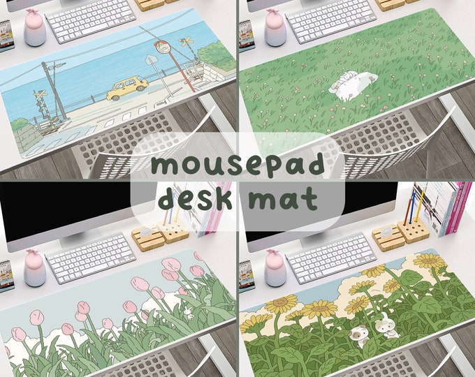 Cute Cat Kawaii Pastel Mouse Pad Desk Mat Large Desk Pad Big Etsy