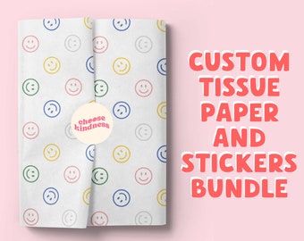 Personalized Tissue Paper and Sticker Pack, Custom Logo Tissue Paper and Stickers, Pack of Tissue Paper and Stickers, Valentine's Day Gift