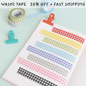 Washi Tape Set, Gingham Washi Tape, Kawaii Washi Tape, Scrapbooking Planner Tape, Cute Stationery Washi, Bullet Journal Tape Variety Pack