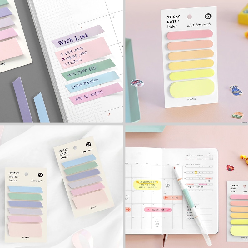 Sticky Notes, Cute Sticky Tabs, Memo Pad, Office and School Supplies, Pastel Journal Index Tabs, Sticky Index Tabs, Book Tabs, Planner Tabs image 3