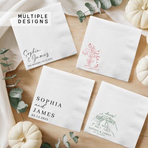 Personalized Wedding Napkins, Custom Wedding Cocktail Napkins for Engagement Party, Bridal Shower & Wedding Decor, Wedding Reception Napkins