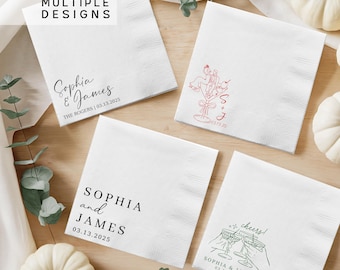Personalized Wedding Napkins, Custom Wedding Cocktail Napkins for Engagement Party, Bridal Shower & Wedding Decor, Wedding Reception Napkins