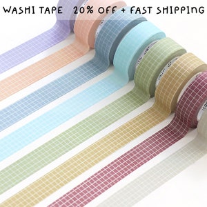 Washi Tape Set, Grid Washi Tape, Kawaii Washi Tape, Scrapbooking Planner Tape, Cute Stationery Washi Tape, Bullet Journal Tape Variety Pack