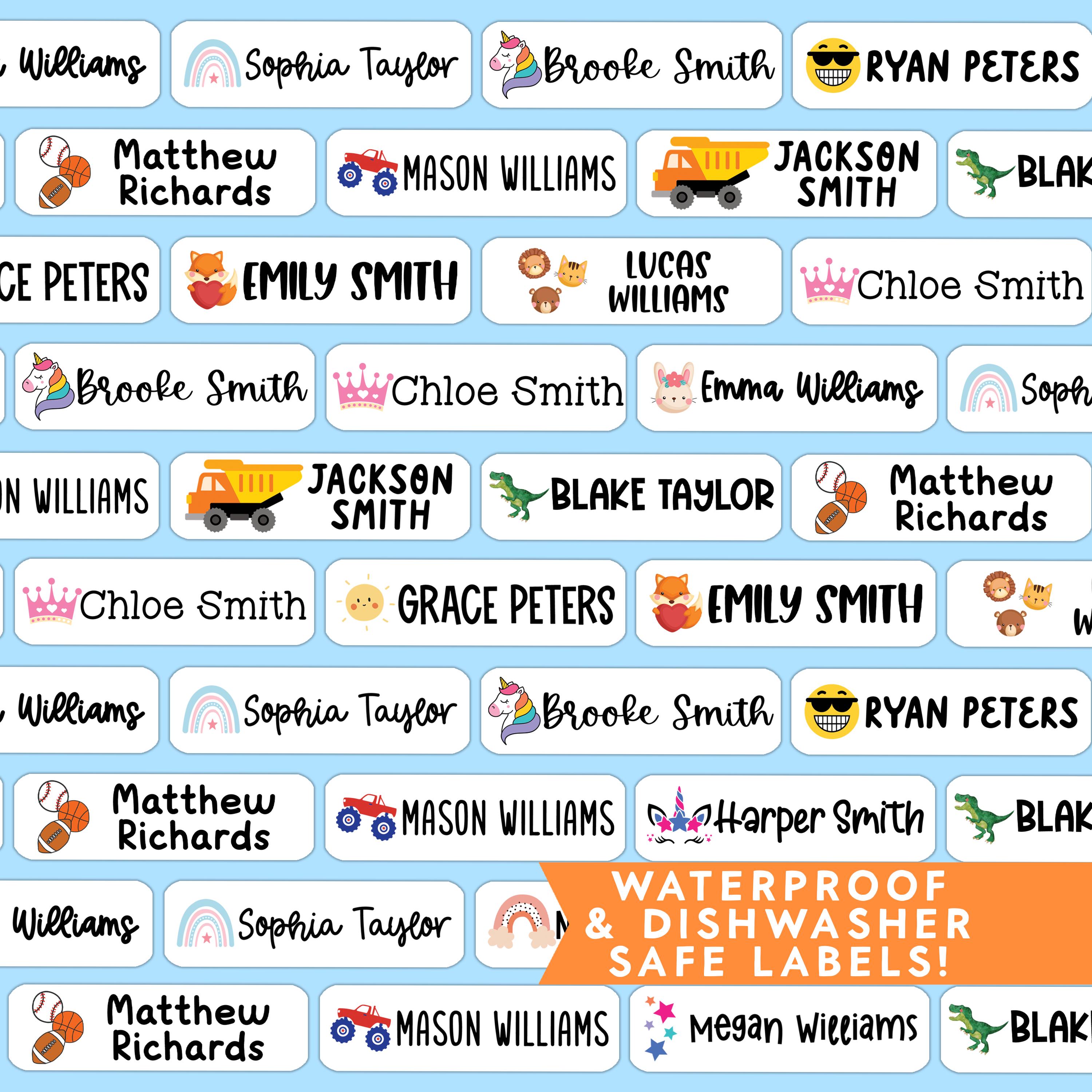 Kids Name Stickers, Kids Name Labels, Daycare Name Labels, Preschool Name Labels, Waterproof Name Labels, Back to School Gift for Kids