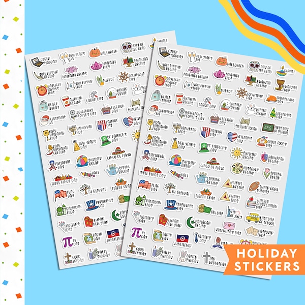HOLIDAY Planner Stickers, Holiday Stickers, Journal Stickers, Bullet Journal Holiday Stickers, Holiday Planner Sticker Sheet, Deco Stickers