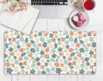 Dots Desk Mat, Pink & Green Flower Desk Mat, Desk Mat Aesthetic, Large Desk Mat, Boho Desk Mat, Cute Office Desk Accessory, Gaming Mousepad