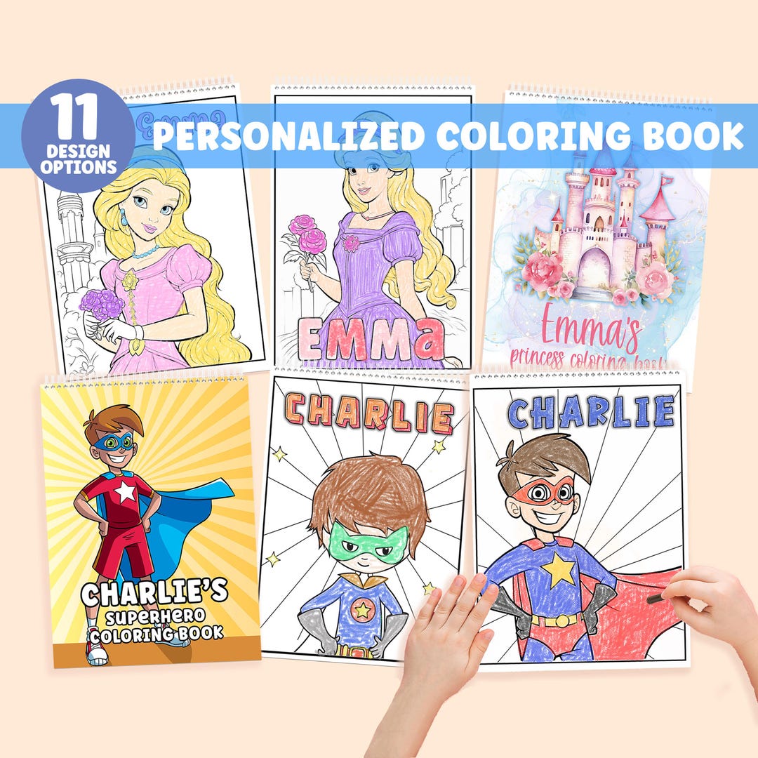 Personalized Kids Coloring Book, Custom Name Coloring Book for Kids, Personalized Kids Birthday ...