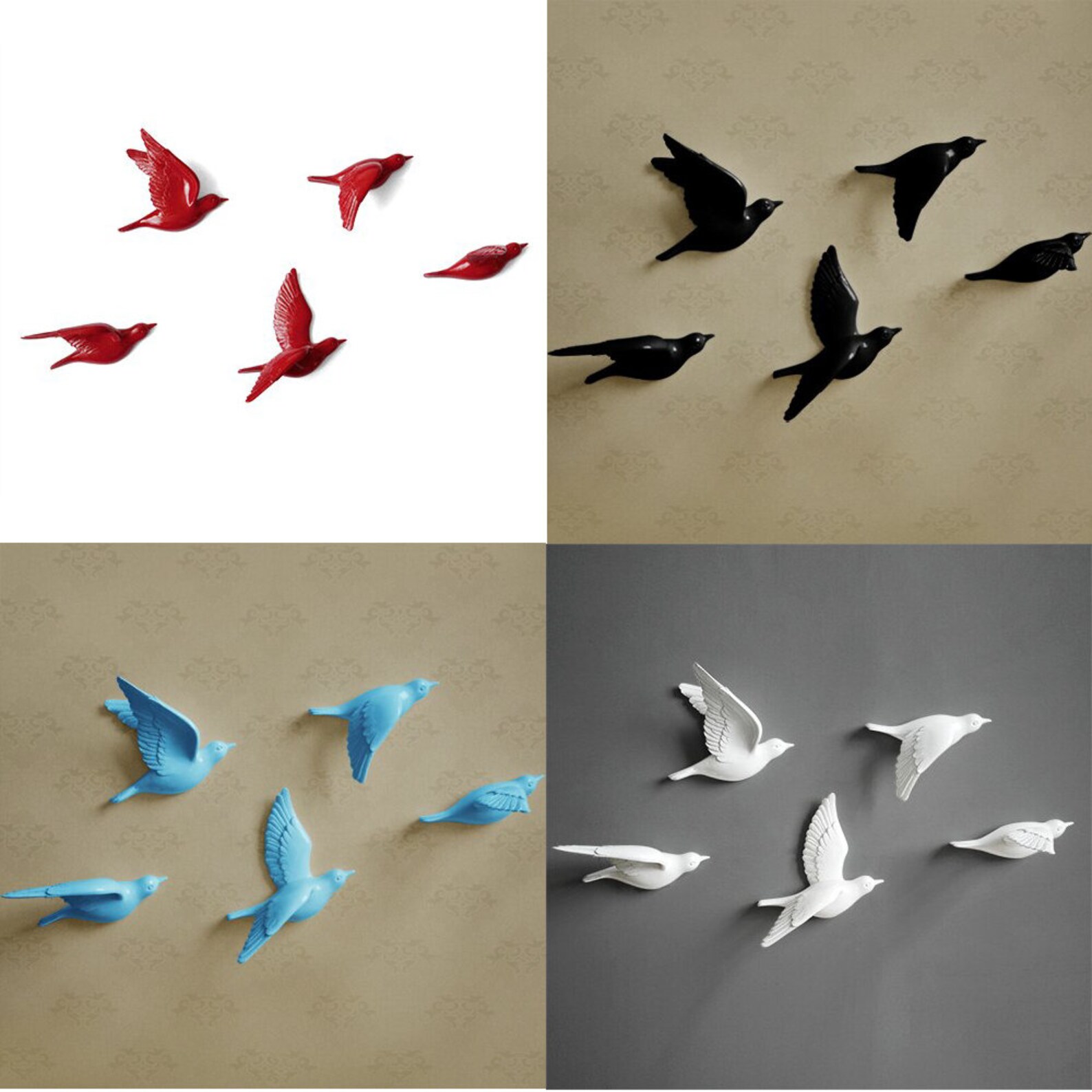 3D Bird Wall Decor Set of 5 3D Wall Decor Living Space Etsy