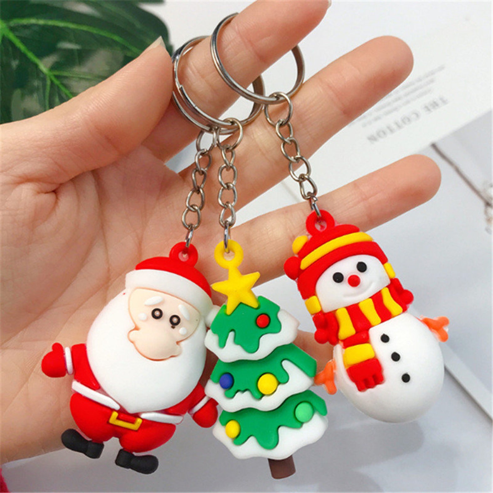 Christmas Keychain Santa Keychain Snowman Christmas Cute Etsy