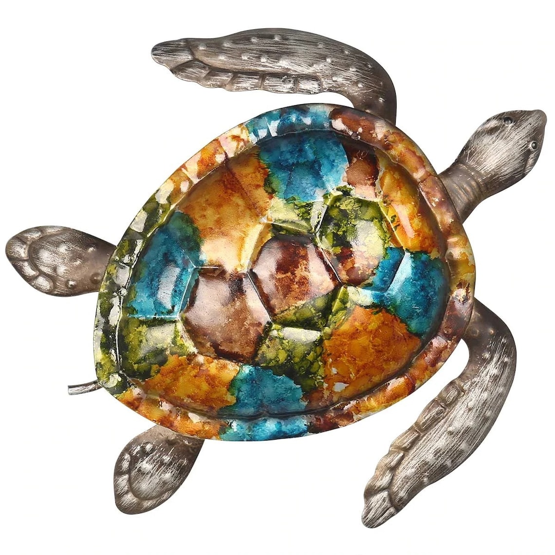 Beach Art Metal Turtle Wall Decor Colorful Sea Turtle Decor Etsy