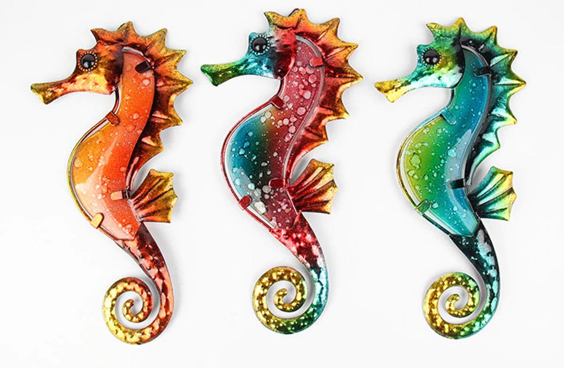 3pcs Metal Seahorse Wall Decor Seahorse Outdoor Wall Hanging Etsy