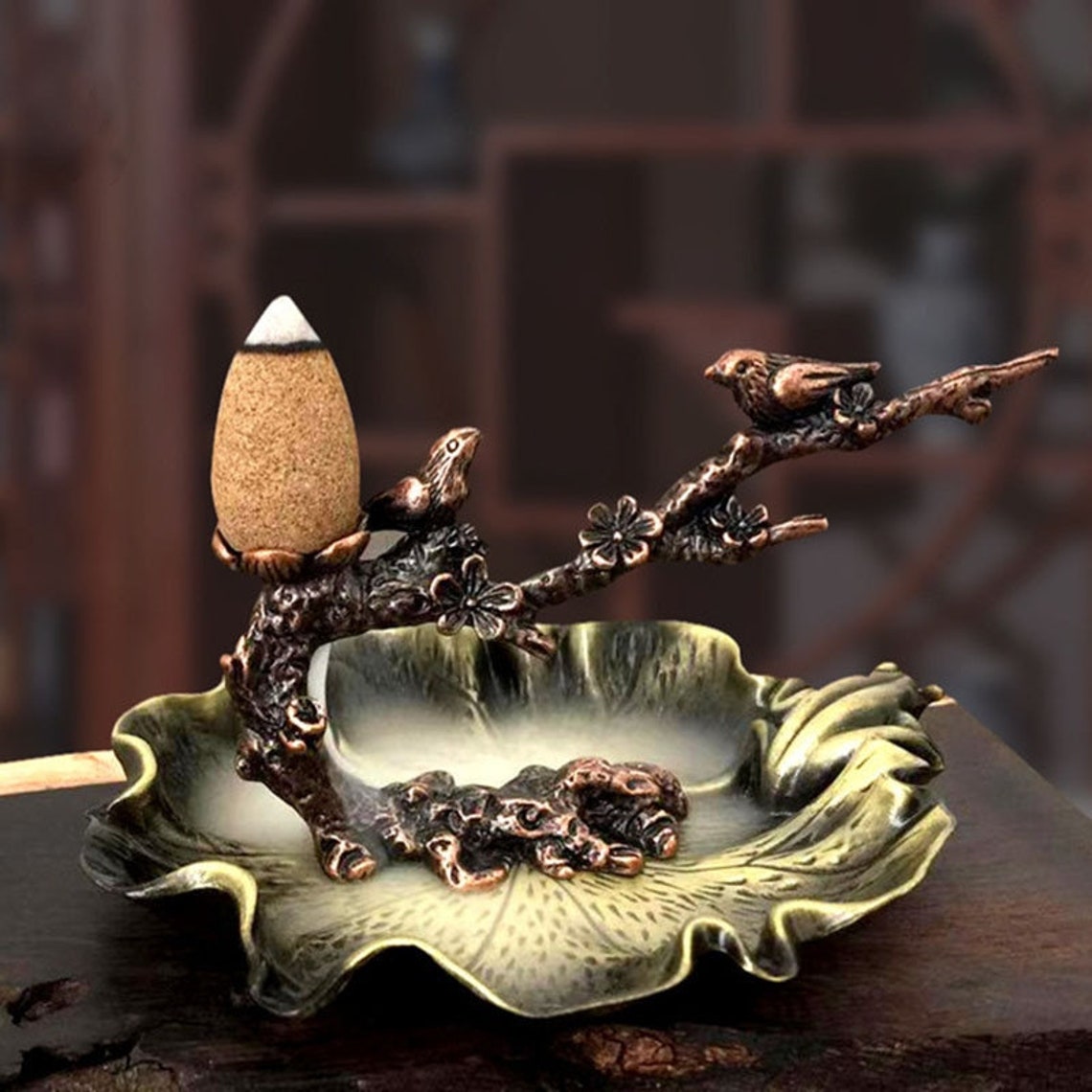 Birds on a branch Incense Holder Brass Copper Metal Incense Etsy