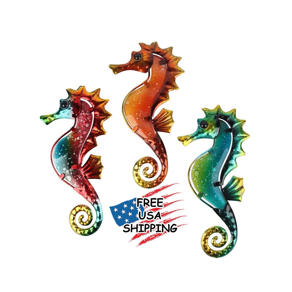 3pcs Metal Seahorse Wall Decor Seahorse Outdoor Wall Hanging Etsy