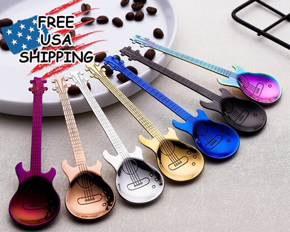 Stainless Steel Guitar Teaspoon Tea Ice Cream Coffee Dessert Spoon Tablewares W Stainless Steel Guitar Teaspoon Tea Ice Cream Coffee Dessert Spoon Tablewares W