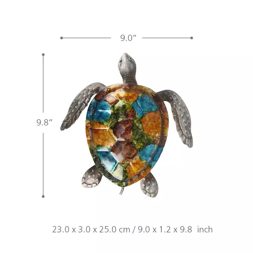 Beach Art Metal Turtle Wall Decor Colorful Sea Turtle Decor Etsy