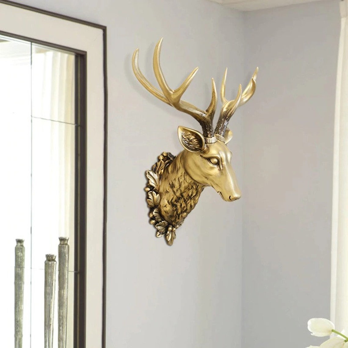 Deer Head Statue Wall Decor Modern Abstract Sculpture Animal Etsy