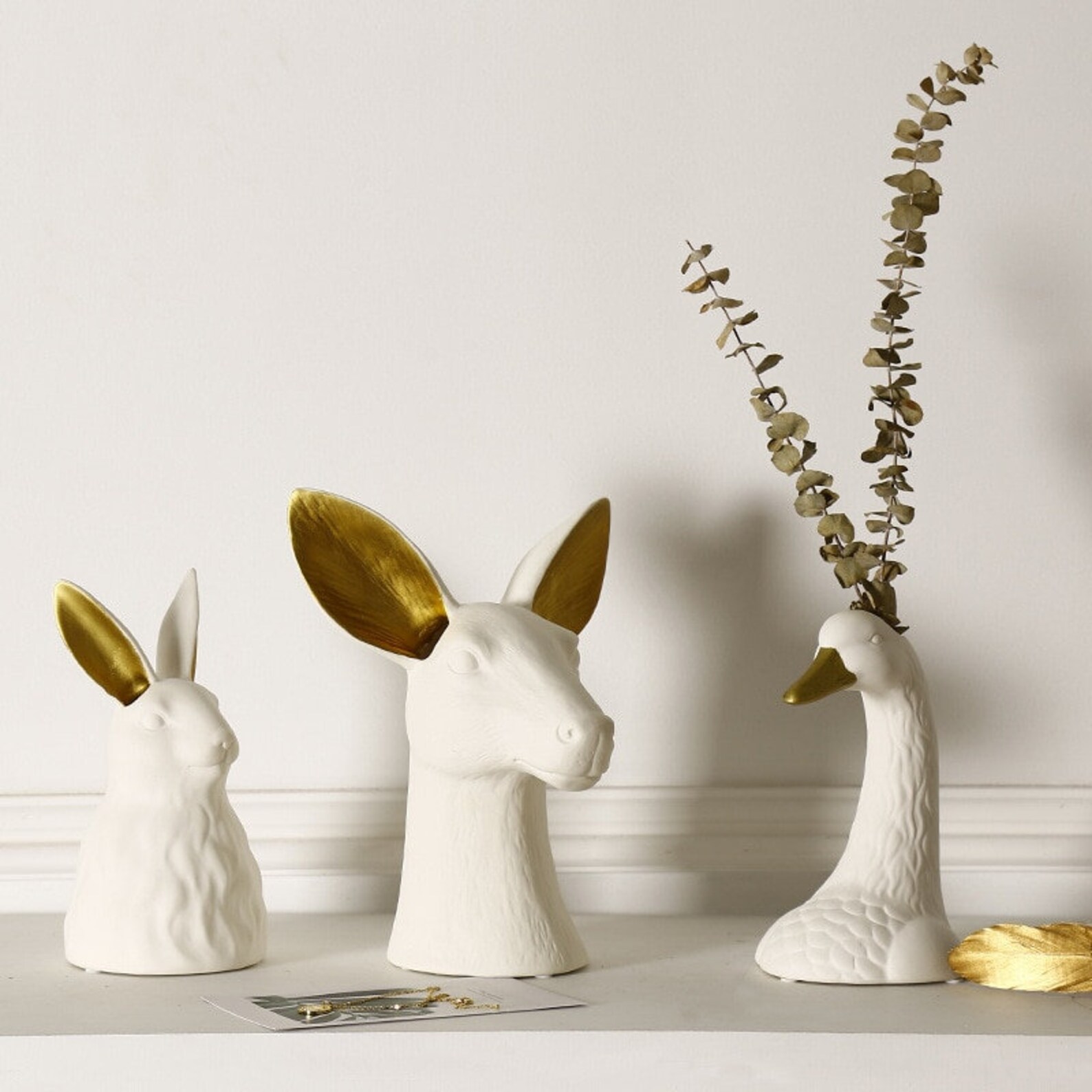 Ceramic Animals Head Vases Deer Face Vase Rabbit Dried Etsy
