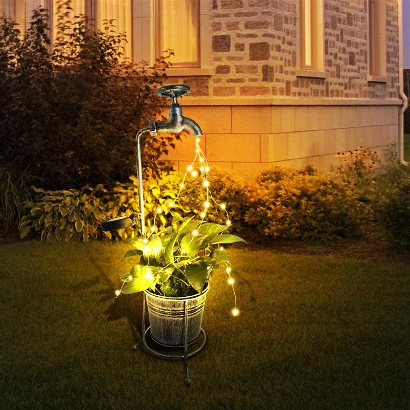 Outdoor Solar LED Tap and Bucket Fairy Planter Light Stream | Etsy