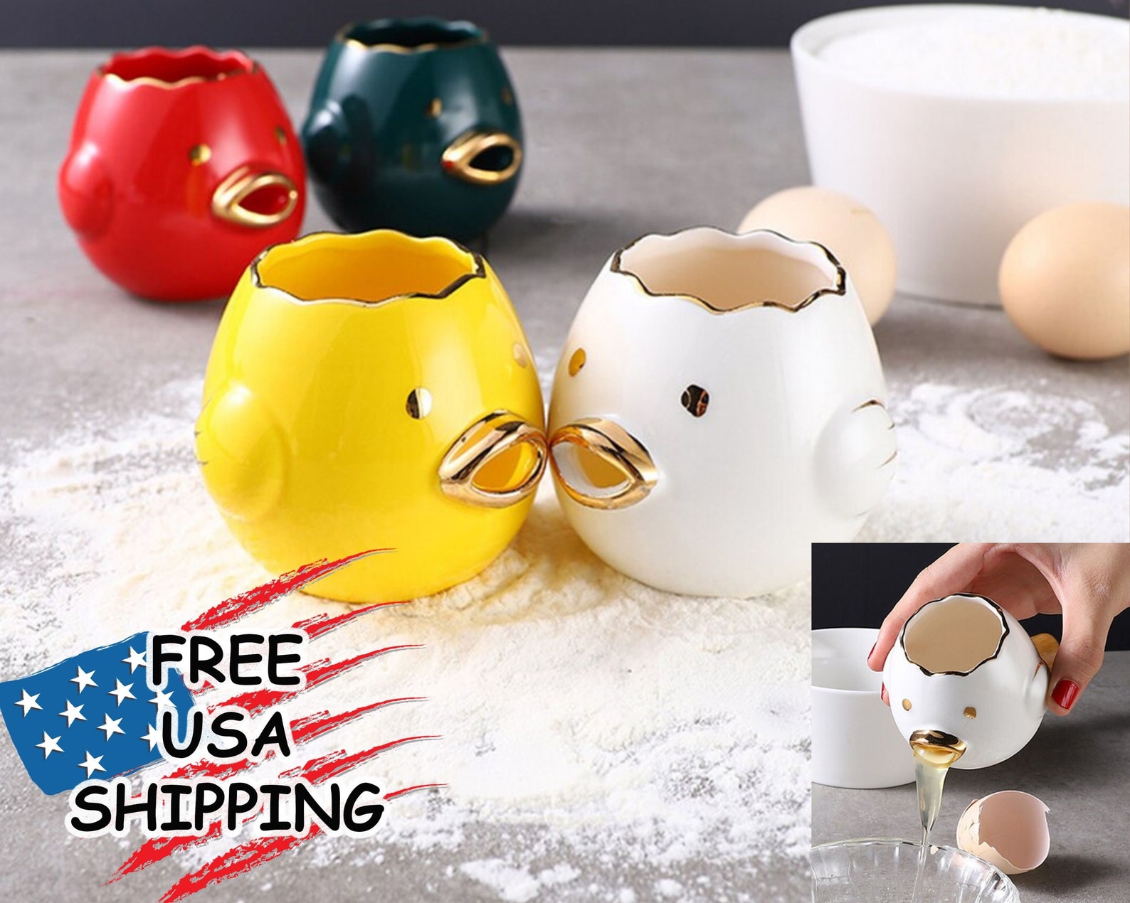 Ceramic Funny Egg Yolk White Separator Divider Holder Egg Etsy