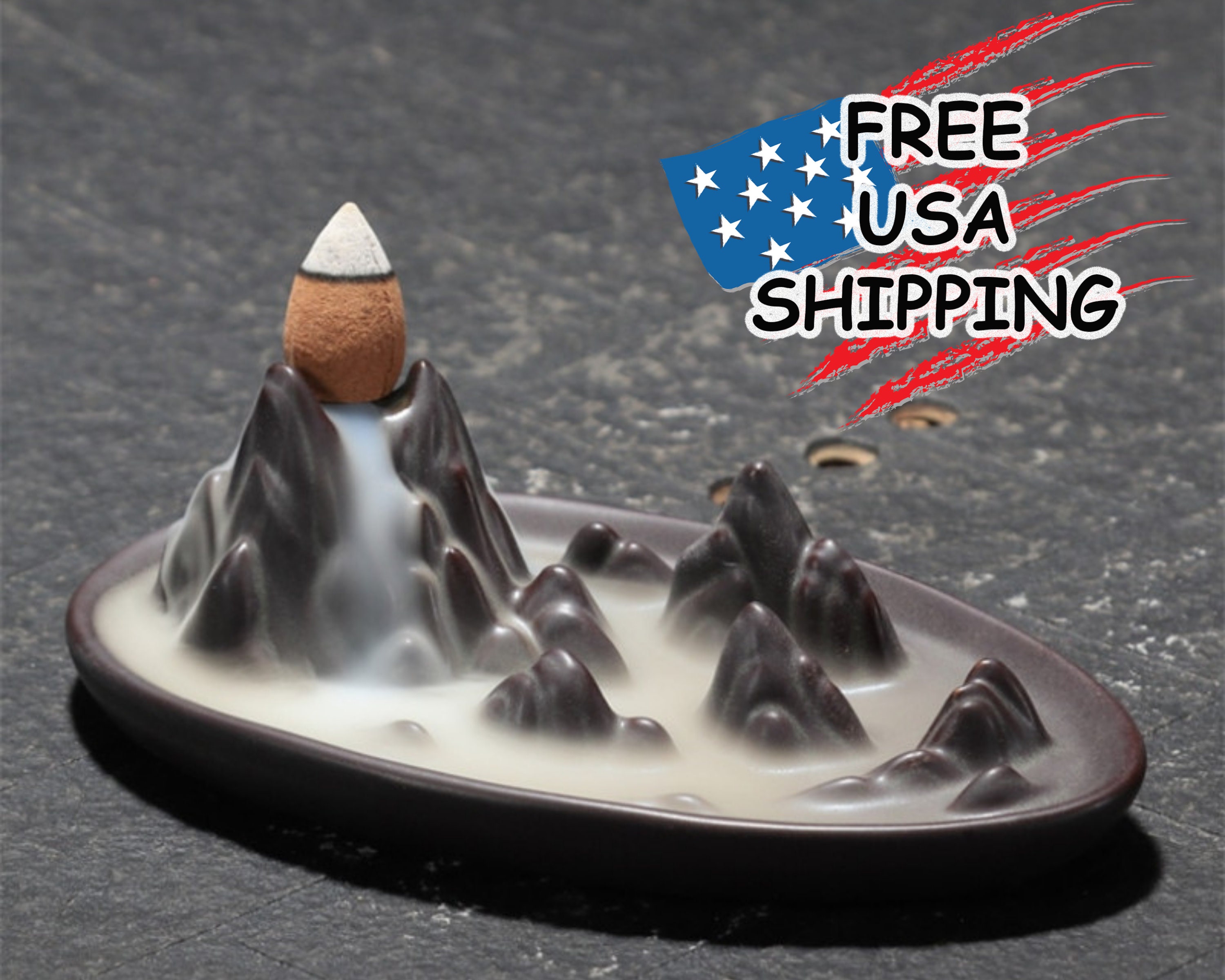 Ceramic Backflow Waterfall Incense Burner Ceramic Stick Cone Etsy