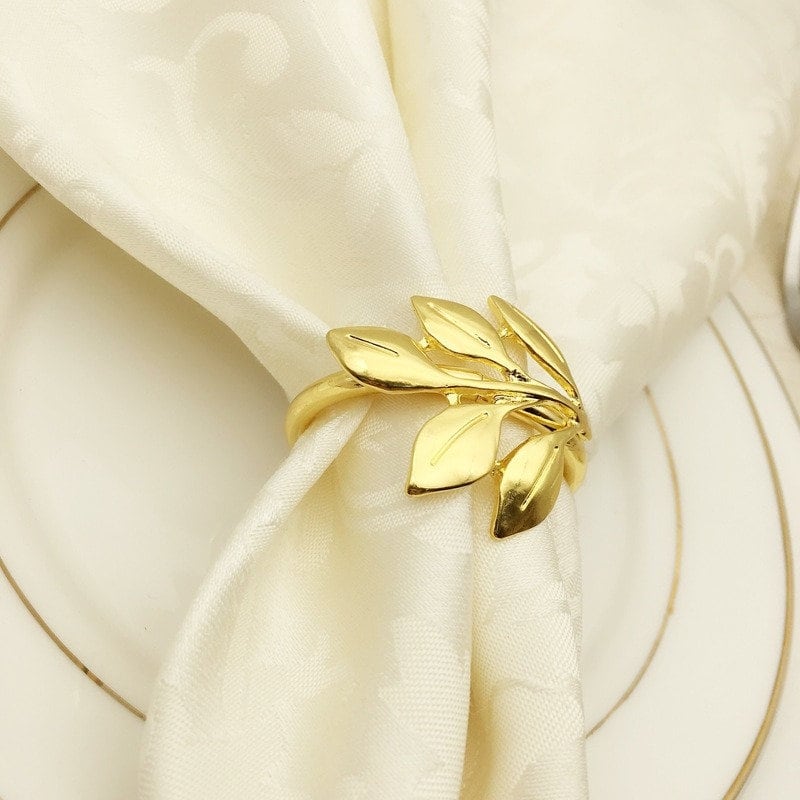 Set of 6 Gold/Silver Leaves Napkin Rings Wedding Leaf Napkin Etsy