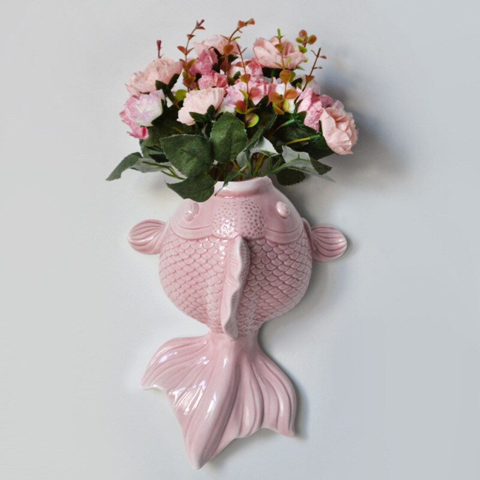 Ceramic Swimming Fish Hanging Planter Indoor Outdoor Modern Etsy