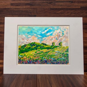 Oil Painting Plantations no2 jungle hills Art Print in matt mount frame, thick impasto art on Textured paper exotic island landscape art