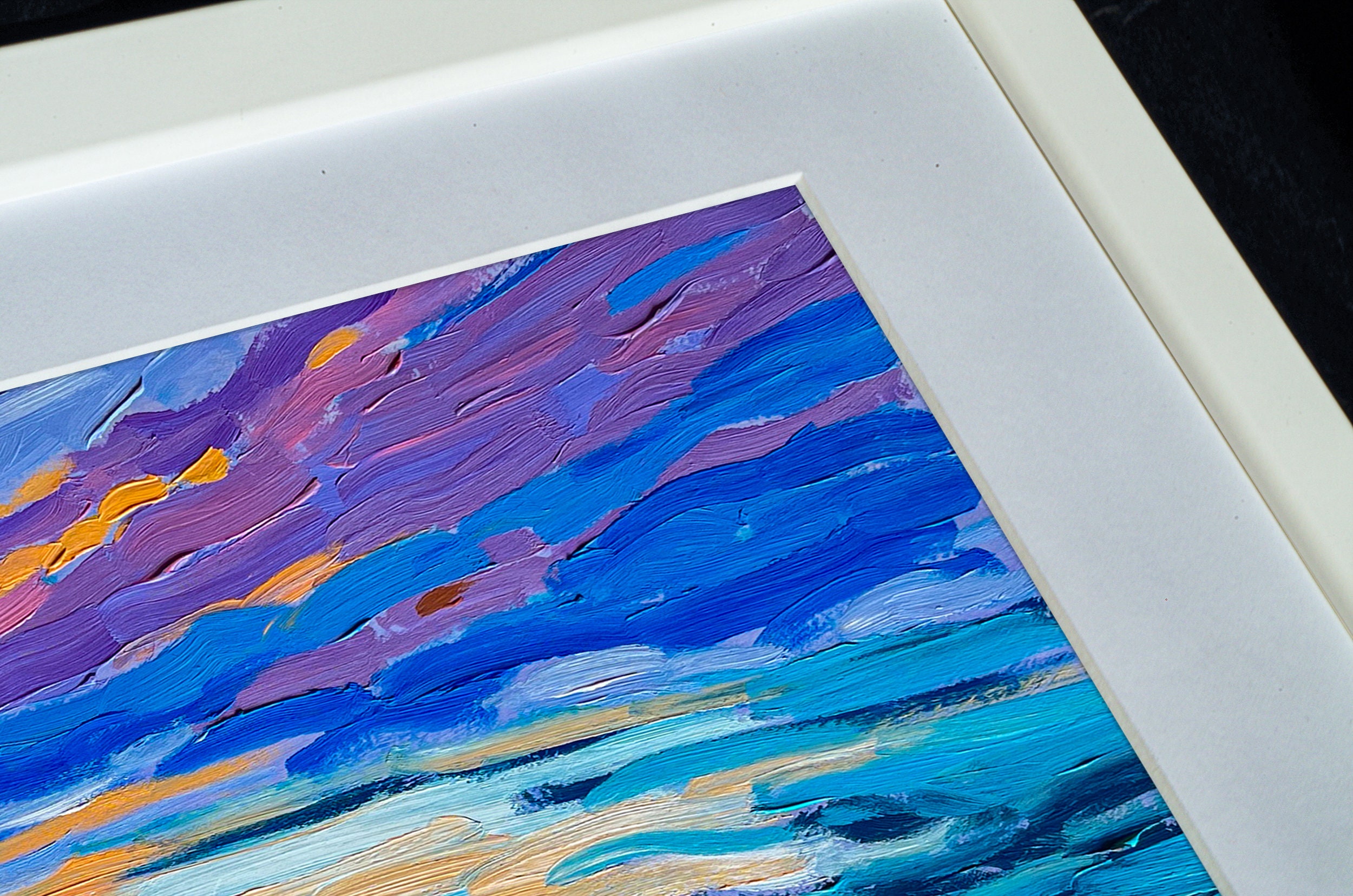 海岸 No. 1 オリジナル現代絵画、航海を題材にした小さな額入り
