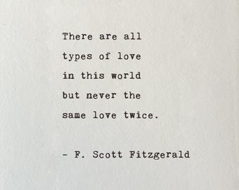 Personalized F. Scott Fitzgerald Quote inspirational love poem typewritten custom gift handtyped on 1920 european Typewriter on cotton paper
