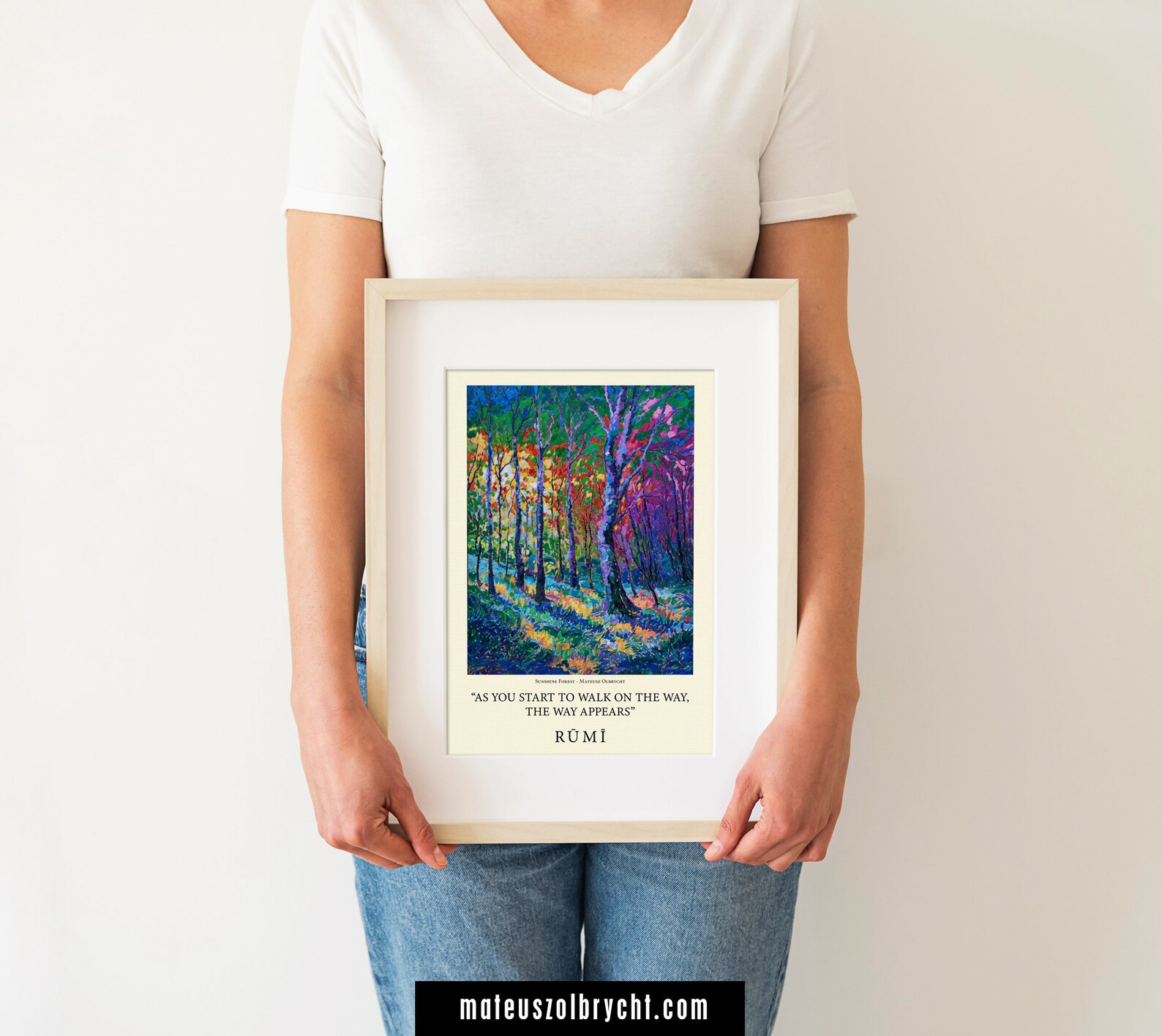 Rumi Poem With Contemporary Oil Painting of Colorful Forest - Etsy
