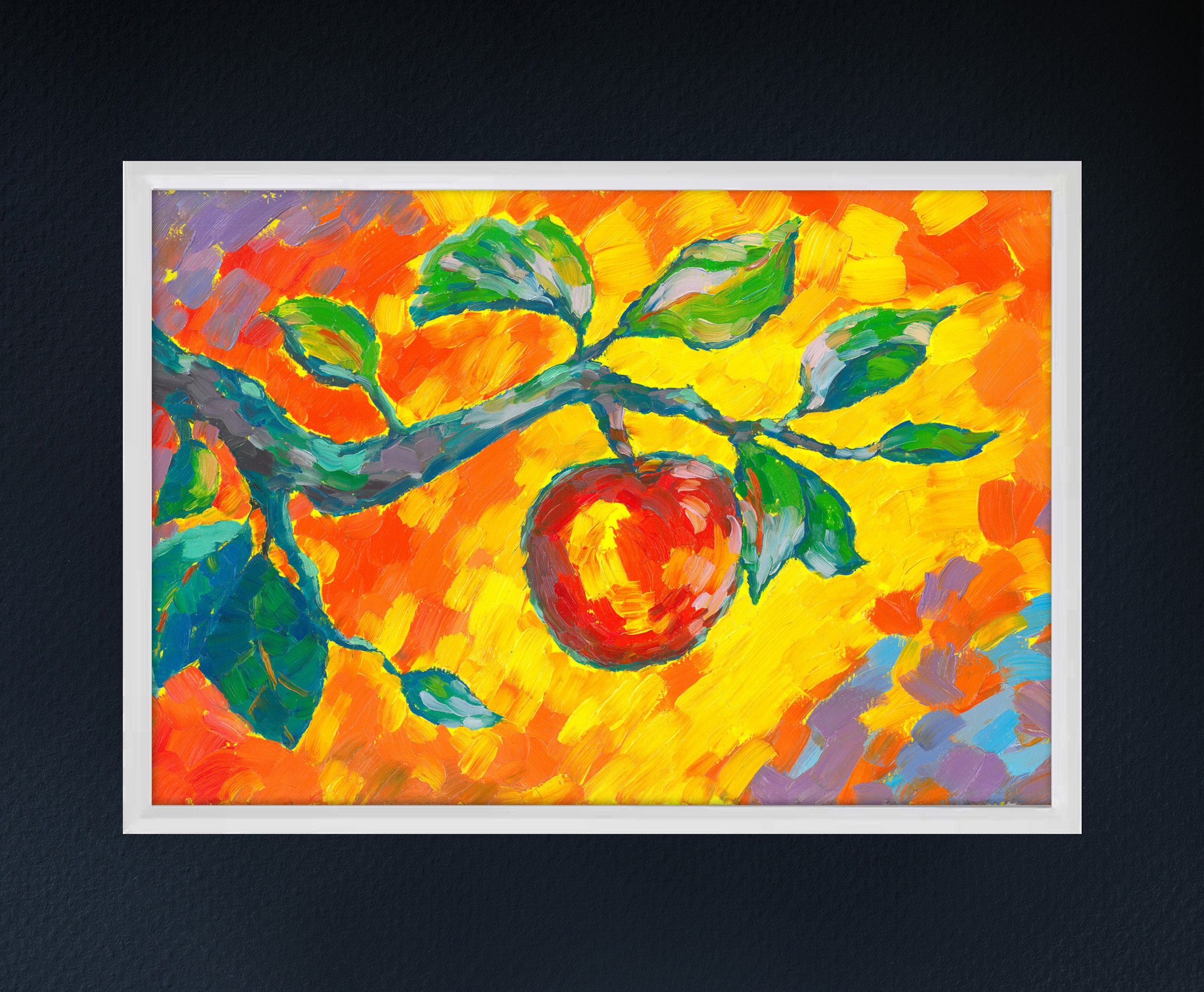 gave Botanik Tidsserier Apple Fruit Tree Original Painting in Eco Frame Mini Oil Fine - Etsy